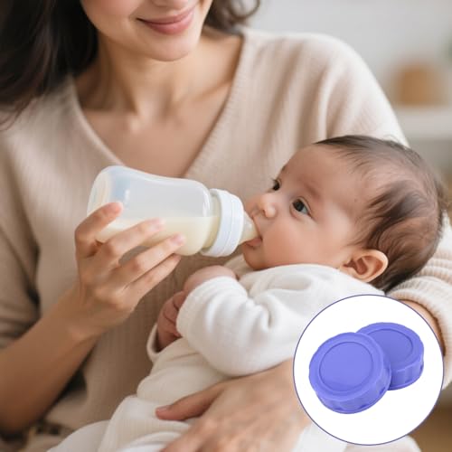 4pcs Baby Bottle Caps Compatible with Pigeon & Lansinoh Bottles, Leak-Proof Travel & Storage Lids Replacement (Purple)