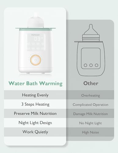 Momcozy Baby Bottle Warmer for Breast Milk Formula Food, Fullest Nutrients Preserved, Fast Heat, Night Light for Nighttime Breastfeeding, One-Touch Easy Use, Newborn Essentials Supplies Gift for Mom