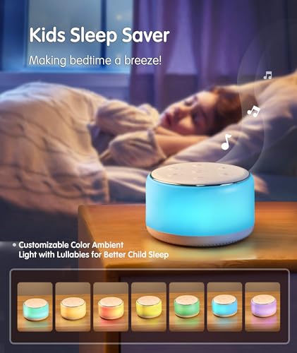 FamiSym White Noise Sound Machine Baby for Sleeping with Night Light – 34 Soothing Sounds, Rechargeable White Noise Machine for Kids Adults, Portable Lullaby Sleep Machine Baby Soother Home Travel