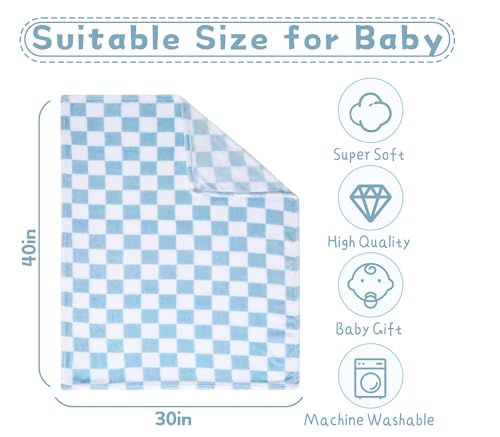 Yagle Mate 4 Pcs Baby Blankets, Fluffy Small Crib Baby Blankets for Boys, Fleece Checkered Blanket, Toddler Receiving Blankets 30×40