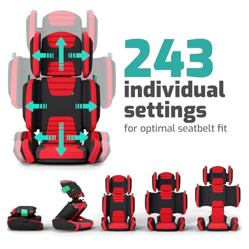 Mifold Hifold Adjustable Kids High Back Booster Car Seat with Strap – Racing Red