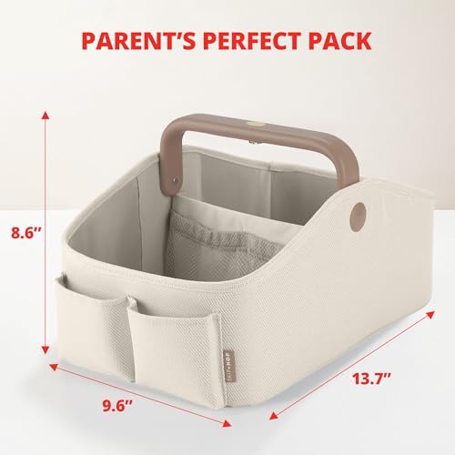 Skip Hop Diaper Caddy Organizer with Touch Sensor Night Light Nursery Style Oat