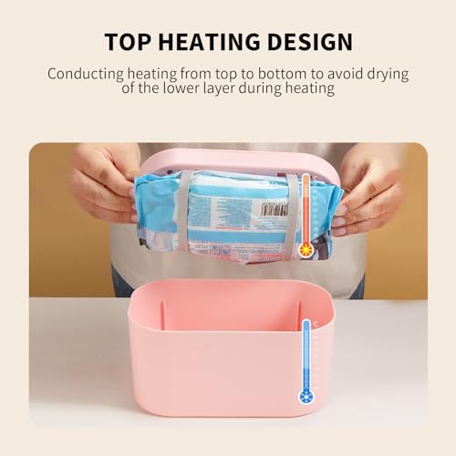 Baby Wipe Warmer and Baby Wet Wipes Dispenser, 5 Modes of Temperature Heating Control Portable Diaper Wipes Warmer for Newborn Baby, Baby Shower Gifts Pink
