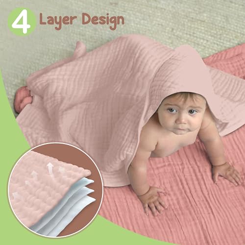 OEKO TEX 100% Organic Cotton 2 PK Muslin Baby Towels For Newborn 32x32 in