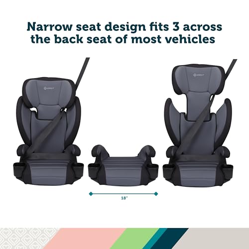 Safety 1st Grow and Go 2-in-1 Booster Car Seat with ComfortWings, Converts High-Back to Backless, 19" Wide, Fits 3 Across, Lightweight, Foldable, Easy-Clean, Cup Holders, 40-100 lbs, Beach Wave