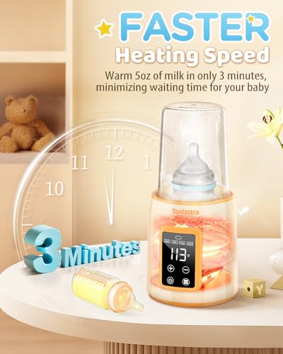 Bottle Warmer, Faster Heating Baby Milk Warmers for All Bottles with Accurate Temp Control Water Bath Tech and Auto Shut-Off, BPA-Free Multifunctional Bottle Warmer for Breastmilk and Formula