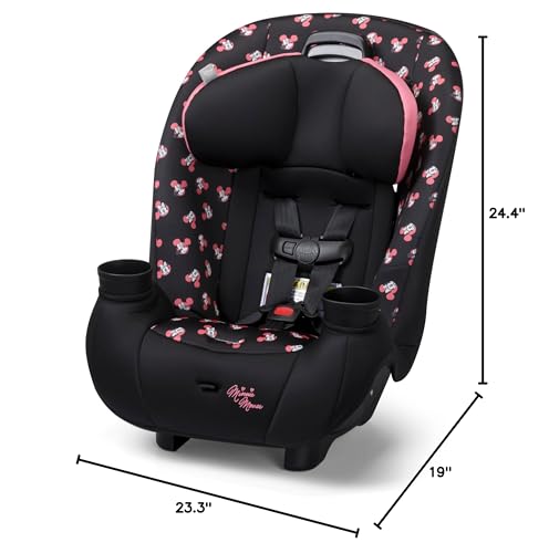 Disney Baby Ellaris 3-in-1 Convertible Car Seat, Slim Fit Design, Rear & Forward-Facing, 5-Position Headrest, 3-Across Fit, Travel-Friendly with Machine-Washable Seat Pad, Minnie Charm