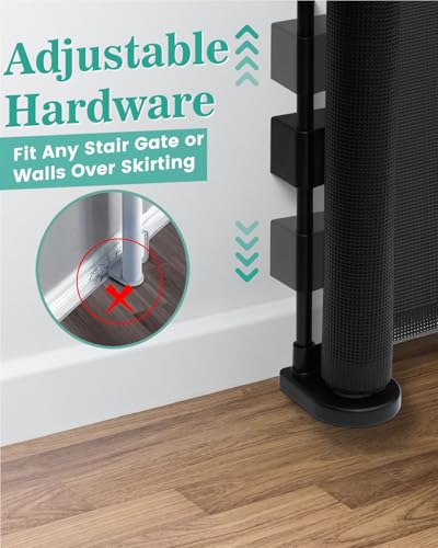 Miumoon 71 inch Retractable Baby Gates 34 inch Tall, Retractable Gate with Reinforced Strip Design to Prevent Crawling Through, 6 FT Retractable Dog Gate for Stairs, Doorways, Hallways, Indoor/Outdoor