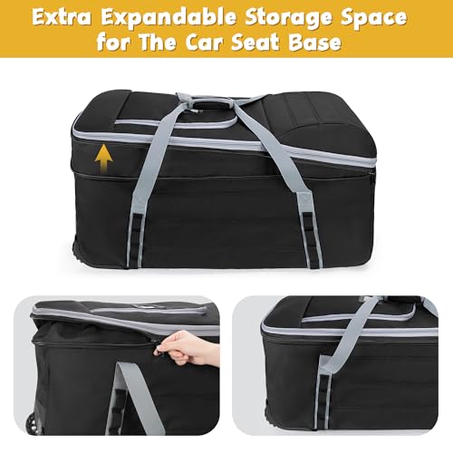 GRAOSO Car Seat Travel Bag with Wheels Compatible with UPPAbaby Aria and Mesa, Infant Padded Car Seat Carrier for Airport, Car Seat Gate Check Bag for Travel with Luggage Tag, Black, Bag Only