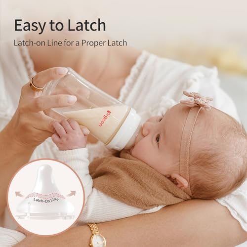 Pigeon Glass Nursing Bottle Wide Neck, Anti-Colic, Streamlined Body, Natural Feel, Easy to Clean, Heat-Resistant, 5.4 Oz (Pack of 2), Includes 2pcs SS Nipples (0m+)