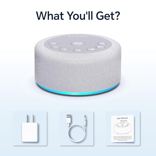 Sound Machine Night Light White Noise Brown Noise Machine 30 Non Looping Sounds 12 Lights 5 Timers 36 Adjustable Volume Memory Function Sleep Sounds Machine for Baby Kids Adult & Home Office Travel