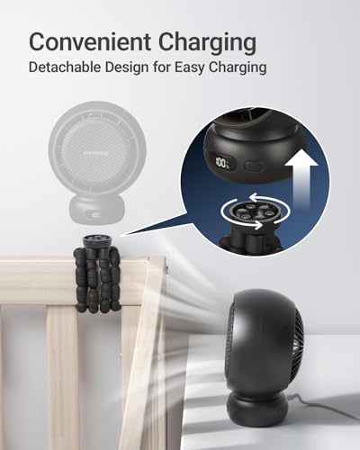 MAMAZING Portable Stroller Fan, 5 Speeds with Natural Wind & 70° Auto Oscillation, 5000mAh USB-C Rechargeable, LED Display, Soothing Songs, Clip Fan for Stroller, Car, Crib, Camping, Outdoor & Indoor