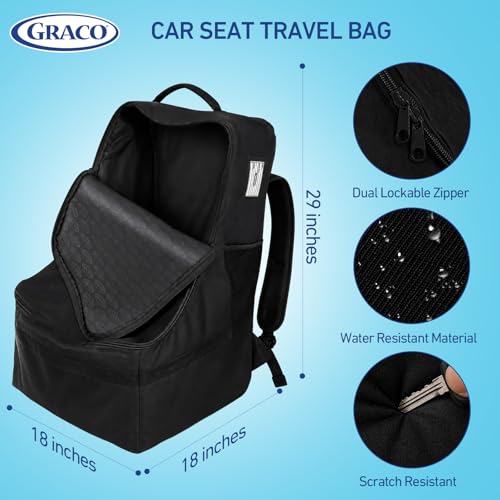 Graco Padded Car Seat Travel Bag & Infant Carrier Backpack, Black