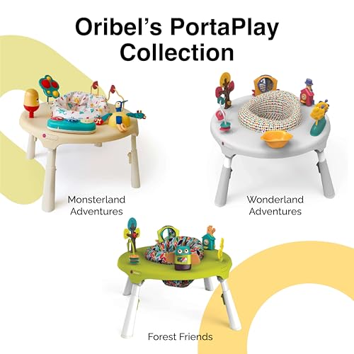 ORIBEL PortaPlay 3-in-1 Activity Center - Convertible Baby Activity Center | Patented Bouncy Seat with Stable Foot Support | 5 Months+ | Portable Infant Activity Table | Enchanted Garden