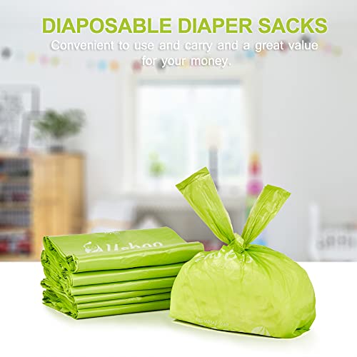 USBOO Baby Disposable Diaper Bags,300 Count Oxo-Biodegradable Diaper Sacks,Easy-Tie Handles,Diaper Disposal or Pet Waste Bags, Unscented