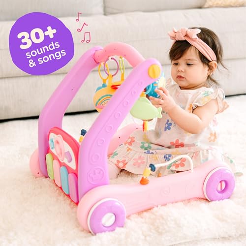 Move2Play, Kick & Play Piano Baby Mat | Grow with Me 4-in-1 | Tummy Time Play Mat, Sit-to-Stand, Musical Activity Gym & Infant Push Walker | for Babies 0-6 & 6-12 Months