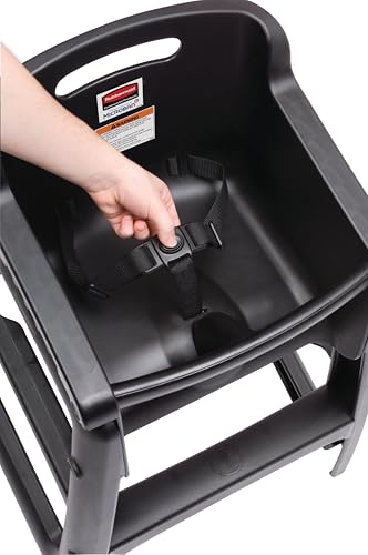 Rubbermaid Commercial Products Sturdy High Chair, 33lb Capacity, Black, Pre-Assmbled Without Wheels, Stackable, Fits Under Table for Child/Baby/Toddler Seating