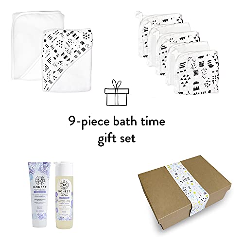 HonestBaby Unisex Baby 9-Piece Organic Cotton Bath Gift Set with Wash and Lotion, Pattern Play, One Size