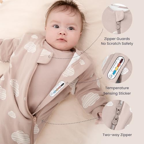 kaiya baby Unisex Sleeping Bag for Babies and Toddlers 1.0 Tog Sleep Sack 6-18 Months, Baby Sleep Sack, Newborn Sleep Sack, Wearable Blanket Baby, One Piece with Sleeves, Gifts for Baby, Pink Sky