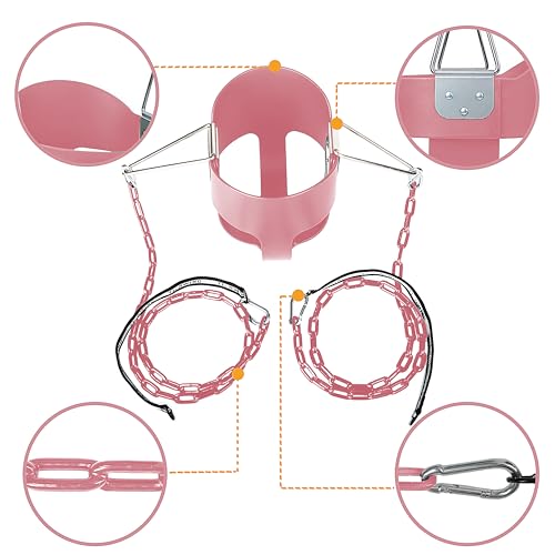 KINSPORY Toddler Swing, Full Bucket Baby Swing Seat & Iron Chains (Pink)