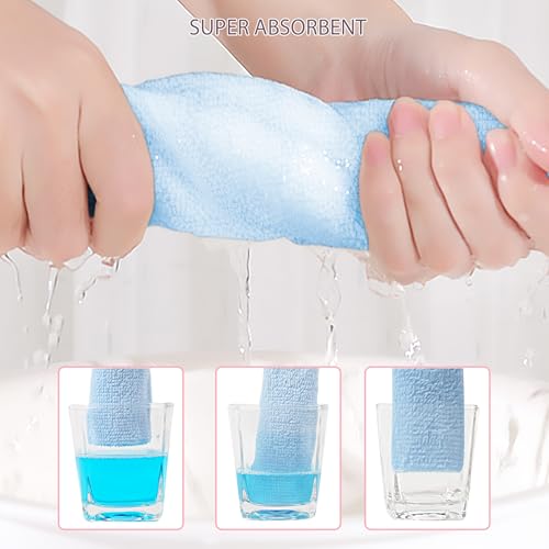 BEBE FAVOUR 12 Pack Small Baby Washcloths 100% Cotton Thin Soft 7.8" x 7.8" Terry Cloth for Baby Face Bath Burp Travel Lightweight Multi-Purpose Newborn Must Haves