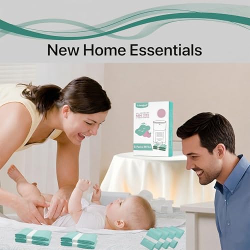 6 Pack Diaper Pails Refills for De-k-or Mini, 30% Extra Thick Heavy Duty Leak-Proof Liners, Multi-Layer Odor Defense Film, Holds 1980 Diapers, Fresh Scented Baby Changing Essentials
