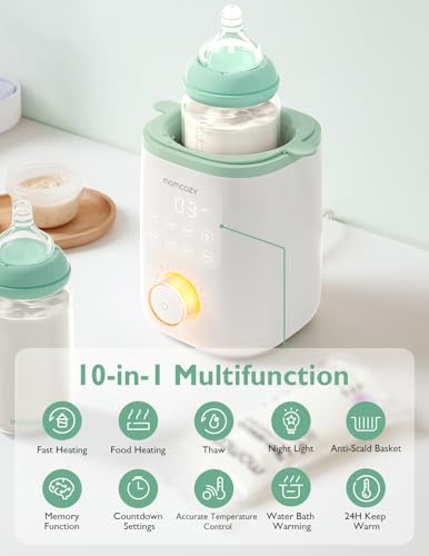 Momcozy Baby Bottle Warmer for Breast Milk Formula Food, Fullest Nutrients Preserved, Fast Heat, Night Light for Nighttime Breastfeeding, One-Touch Easy Use, Newborn Essentials Supplies Gift for Mom