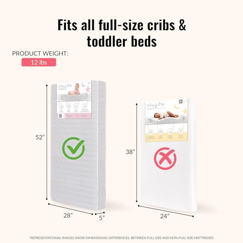 Dream On Me Honeycomb Orthopedic Firm Fiber Standard Baby Crib Mattress, Greenguard Gold and JPMA Certified, 5” Fiber Core Optimum Support, Fits Crib and Toddler Bed, Waterproof Vinyl Cover