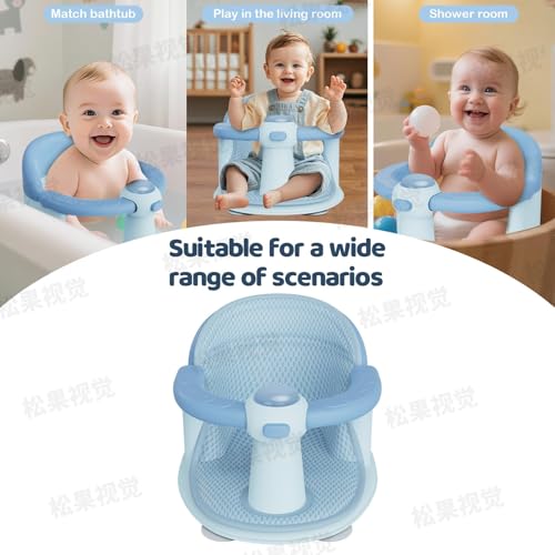 Baby Bath Seat for Babies 6 Months & Up - Baby Bath Seats for Babies Sitting Up | Non-Slip Baby Bath Chair with Cushion & Suction Cup | Toddler Bath Seat Newborn Infants Baby Bathtub Seat (Blue)