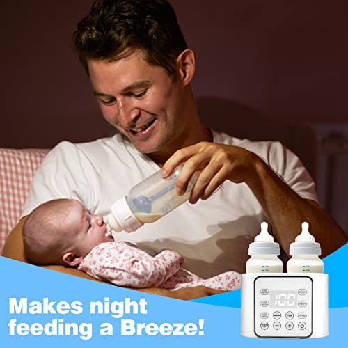 Baby Bottle Warmer 9-in-1 Multifuntion Breast Milk Warmer, Fast Baby Food Heater and Defrost Warmer with Timer for Twins, LCD Display Accurate Temperature Adjustment, 24H Constant Mode
