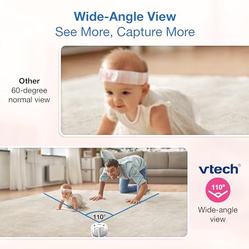 VTech Smart WiFi Baby Monitor, 2 Cameras – See Both Rooms at Home or from Anywhere, Free App, 1080p Split Screen, 5" HD Screen, Pan-Tilt-Zoom, Night Vision | VM901-2