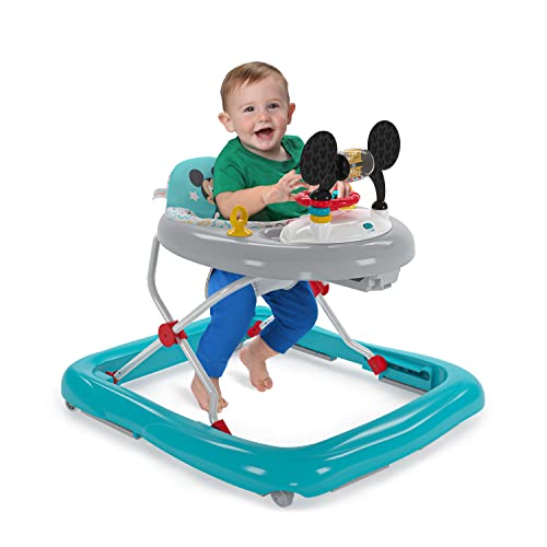 Bright Starts Disney Baby Mickey Mouse Original Bestie 2-in-1 Baby Activity Walker - Easy Fold Frame and Removable -Toy Station, 6 Months and up
