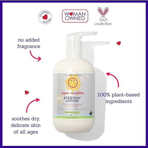 California Baby Super Sensitive Unscented Lotion | 100% Plant-Based Moisturizer | Baby Lotion For Newborn | Hypoallergenic Baby Lotion | 19 oz / 562mL