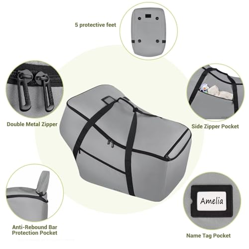 Infant Car Seat Travel Bag - Fits Infant Car Seats with Anti-Rebound Bar Base, Car Seat Airplane Bag for Chicco/Graco/Nuna/Cosco/Britax/Uppababy Baby Car Seat, Water Dirt Tear Resistant, Grey Upgrade