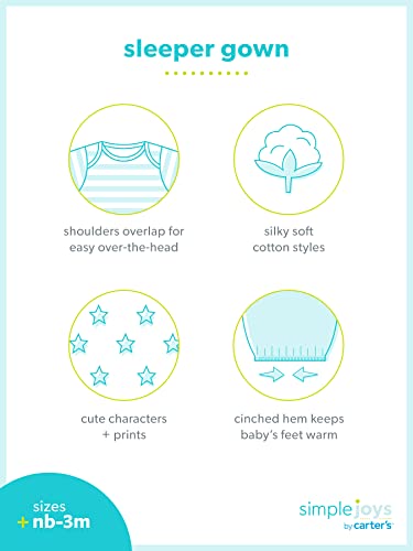 Simple Joys By Carter's Unisex Baby 3-pack Neutral Cotton Sleeper Gown Wearable Blanket, Avocados/Heather/Stripe, Newborn US