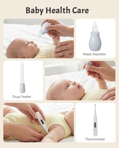 Lictin Baby Healthcare and Grooming Kit, 26 in 1 Rechargeable Nail Trimmer Electric Set,Safe File with Auto Light, Newborn Nursery Health Care Portable Safety Set for Infant Toddlers Boys Girls, Grey