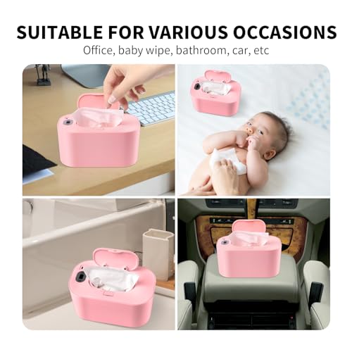 Baby Wipe Warmer and Baby Wet Wipes Dispenser, 5 Modes of Temperature Heating Control Portable Diaper Wipes Warmer for Newborn Baby, Baby Shower Gifts Pink
