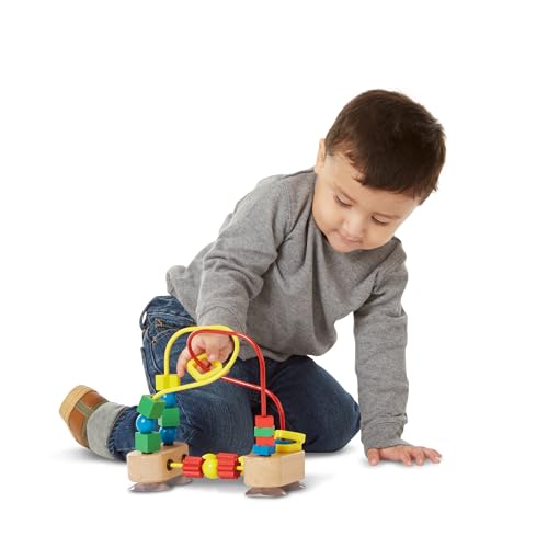 Melissa & Doug First Bead Maze - Wooden Educational Baby Toy with Suction Cups, for Floor, High Chair or Toddler Table, Toddler Toys for Girls & Boys Ages 1+