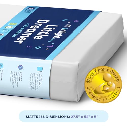 Moonlight Slumber Little Dreamer Crib Mattress – Dual-Sided Baby and Toddler Mattress, Firm Infant Support, Waterproof and Hypoallergenic, 5" Foam, Standard Size, Made in USA