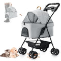 LPOTIUS 3-in-1 Pet Stroller for Small Dogs and Cats, Folding Lightweight Dog Stroller with Detachable Carrier Portable Cat Puppy Jogging Stroller with Cup Holder and Storage Basket, 4 Wheels