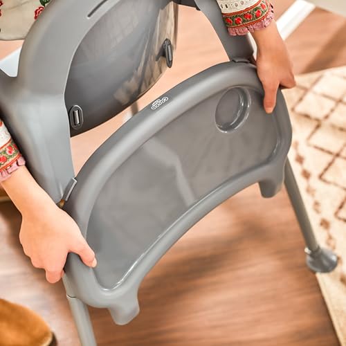 Cosco Kids Canteen High Chair Lightweight Portable Baby Feeding Chair with Adjustable Tray, Easy to Clean, Kitchen or Dining Use, Toddlers Up to 33 lbs, Mono Grey