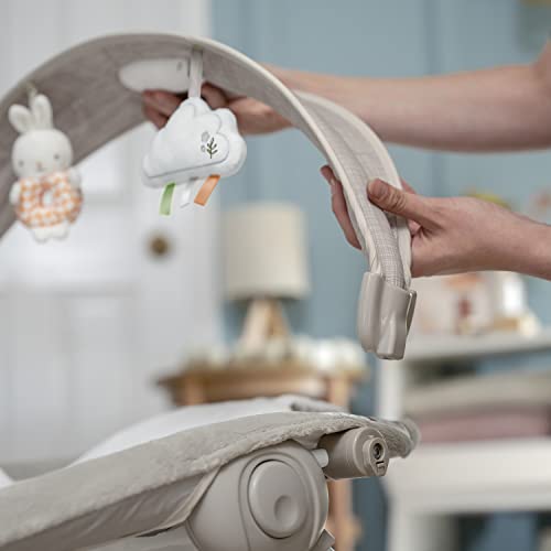 Ingenuity InLighten Baby Bouncer Infant Seat with Light Up -Toy Bar, Vibrations, Tummy Time Pillow & Sounds, 0-6 Months Up to 20 lbs (Twinkle Tails Bunny)