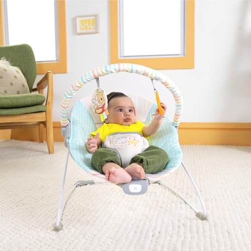 Bright Starts Disney Baby Winnie The Pooh Hunny Hues Bouncer with Soothing Vibrations, Unisex, Newborn+