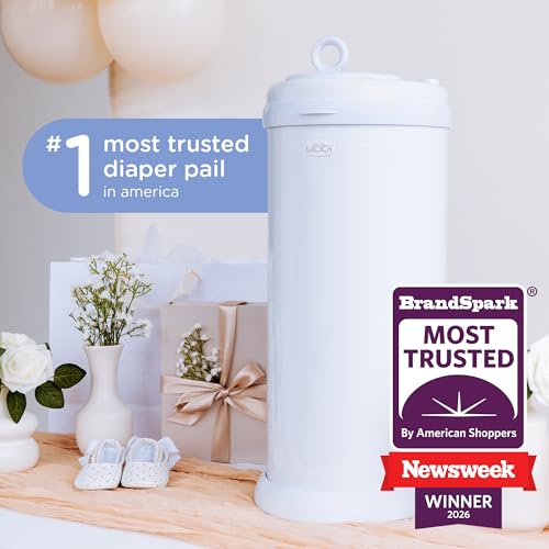 Ubbi Steel Diaper Pail, Odor Locking, No Special Bag Required, Award-Winning, Registry Must-Have, Sage Green