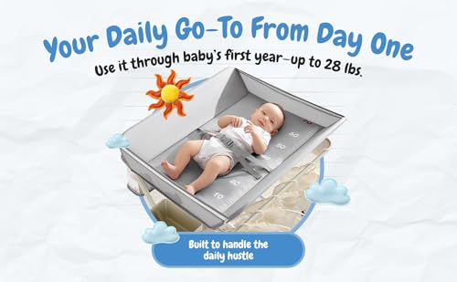 BABY SKYE Diaper Changing Table Portable with Wheels Foldable Diaper Station Organizer & Storage Rack Newborn and Baby (Light Grey)