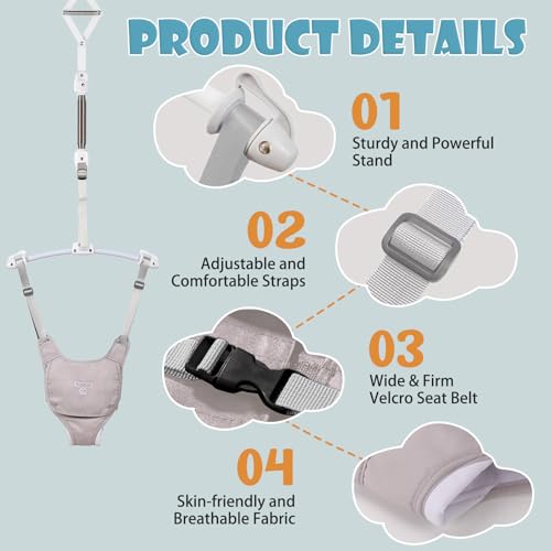 Baby Jumper, Baby Doorway Jumper with Adjustable Strap, Protable Baby Jumpers and Bouncers, Easy to Assemble, Baby Bouncer Jumper with Water Mat