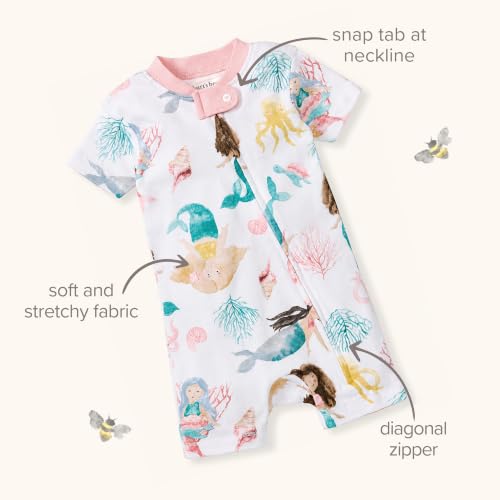 Burt's Bees Baby Short Sleeve Pajamas, Unisex One-Piece Sleeper Romper