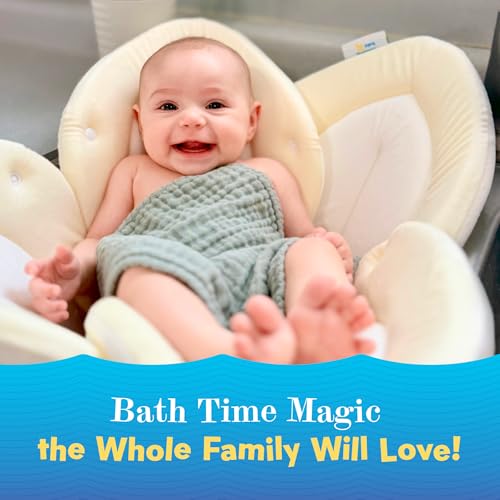 Blooming Baby ColorBloom Baby Bath Seat for Sink - Temperature-Sensing Color-Changing Fabric, Plush Lotus Bath Cushion, Fits Most Sinks, Machine Washable, Newborn Bath Support (0–6 Months)
