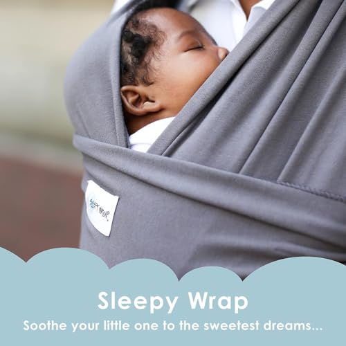 Sleepy Wrap Baby Carrier Newborn to Toddler 7-35 lbs - Lightweight, Breathable Baby Wrap Carrier - Stretchable, Ergonomic Baby Sling Carrier for Hands Free Support and Bonding (Dark Gray)