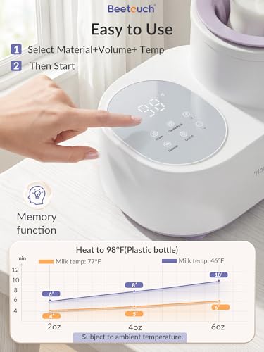 Beetouch 360° Airflow Heating Waterless Baby Bottle Warmer with Gentle Rock Motion for Breastmilk and Formula - Precise Temperature Control & Even Heat Distribution
